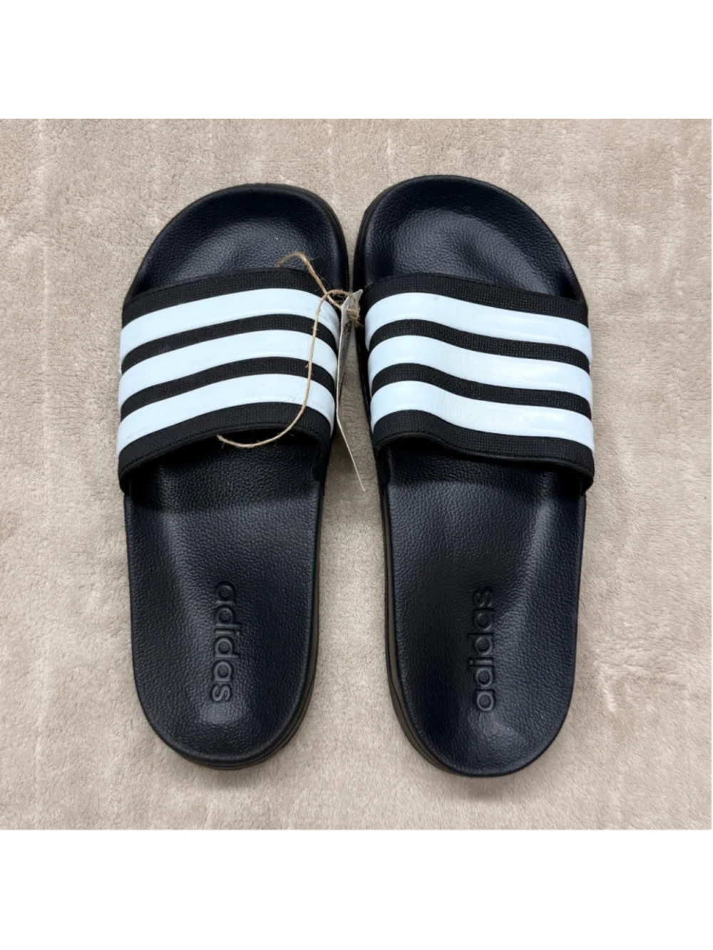 Unisex Adidas Adilette Shower Black White Sandals Men 7 Women 8